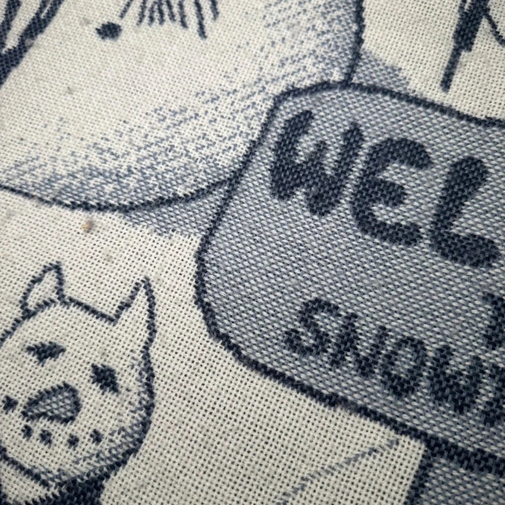 Vintage Welcome to Snowtown Snowman Family Throw Tapestry Blanket Blue Gray EUC‎